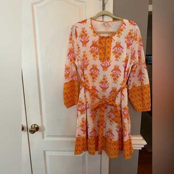 chinese dress ladies J.Crew Mercantile Women's Long Sleeve Ruffle-Collar V-Neck Top (XS, Pink  Vibrant Orange) at Amazon Women's Clothing store